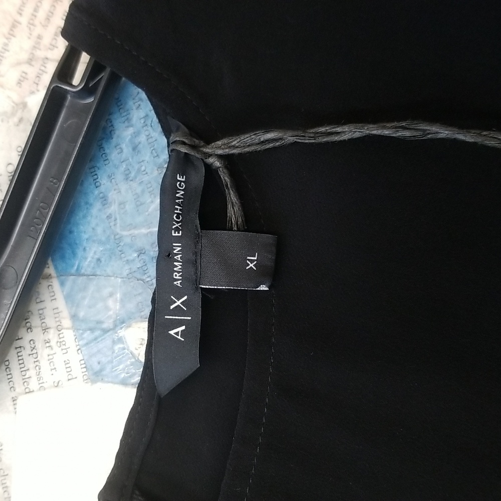 NWT A/X Armani Exchange Size XL Black Blouse - Picture 6 of 11